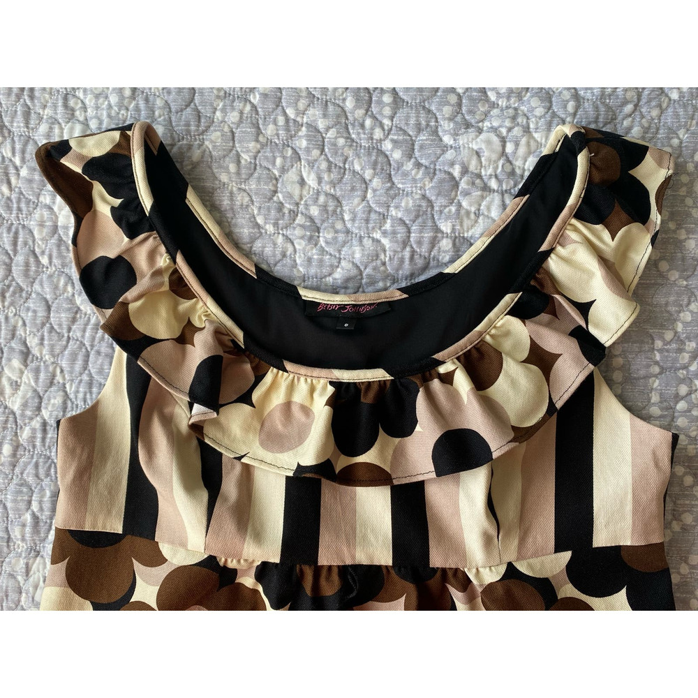 Betsey Johnson Dress Vintage Mod Flower 90s does 60s Cotton Spandex Lined Size 8 - Picture 11 of 15
